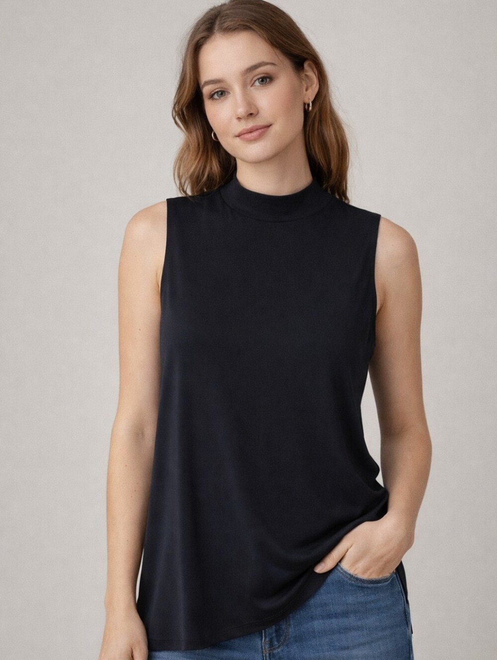 Pink Rose Classic Black Sleeveless Shirt Size S